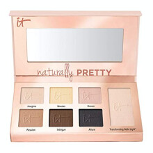 IT Cosmetics Naturally Pretty Essentials - Luxe Eyeshadow Palette - Travel Size - 6 Matte Shades & 1 Transforming Satin Shade - With Anti-Aging H