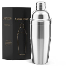 LUCKYGOOBO Cocktail Shaker, 24 oz Martini Shaker, Inbyggd Sil, Professionell Stål Margarita Mixer