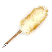 J&A Duster en Laine d'Agneau avec Poignée en Bois, Tête Flexible, Antistatique, 45 cm