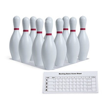 Champion Sports Plastic Bowling Pins: Set for Training & Kids Games , Red/White