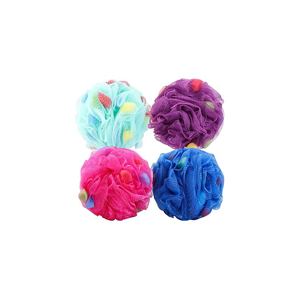 Premium Mesh Poufs (65g/pcs) Bath Sponges Shower Loofahs Exfoliating Mesh Puff - Great for Body Wash Pack of 4