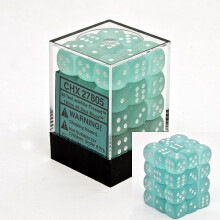 Set di dadi Chessex d6: verde acqua smerigliato con bianco - dado a sei facce da 12 mm (36) blocco di dadi