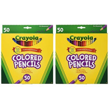 Crayola 50ct Long Colored Pencils Pack of 2 - CYO684050 (68-4050) – Vibrant, Smooth-Glide Color for Art Projects