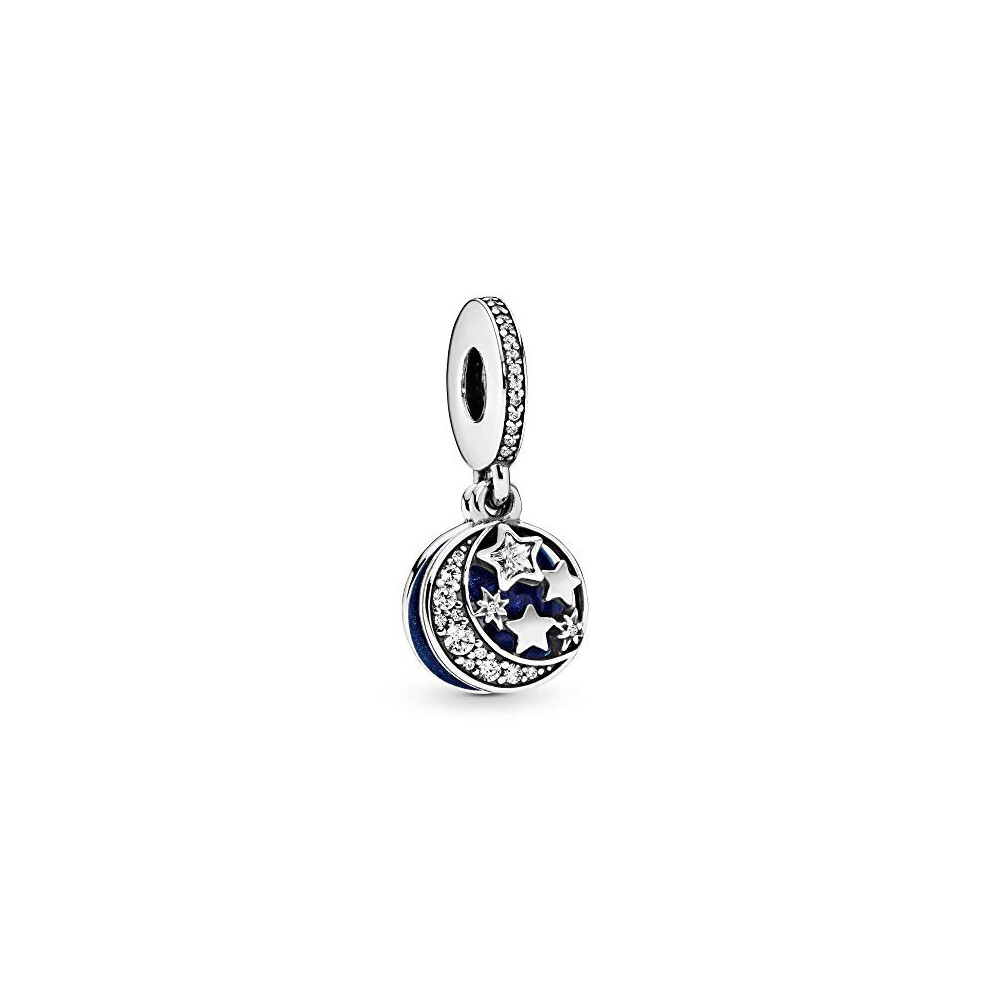 Pandora Jewelry Moon and Night Sky Cubic Zirconia Dangle Charm in Sterling Silver