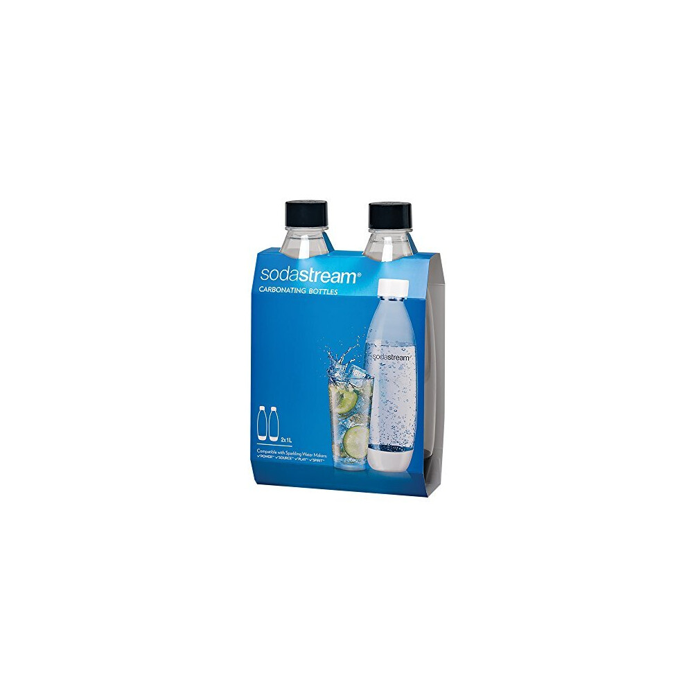 SodaStream Black 1L Slim Carbonating Bottles Twin Pack, Pack of 2