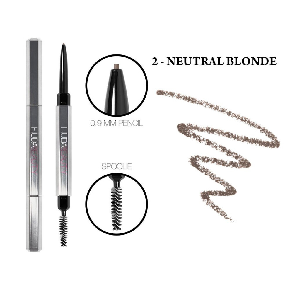 (2 - Neutral Blonde) Huda Beauty #BOMBBROWS Microshade Brow Pencil