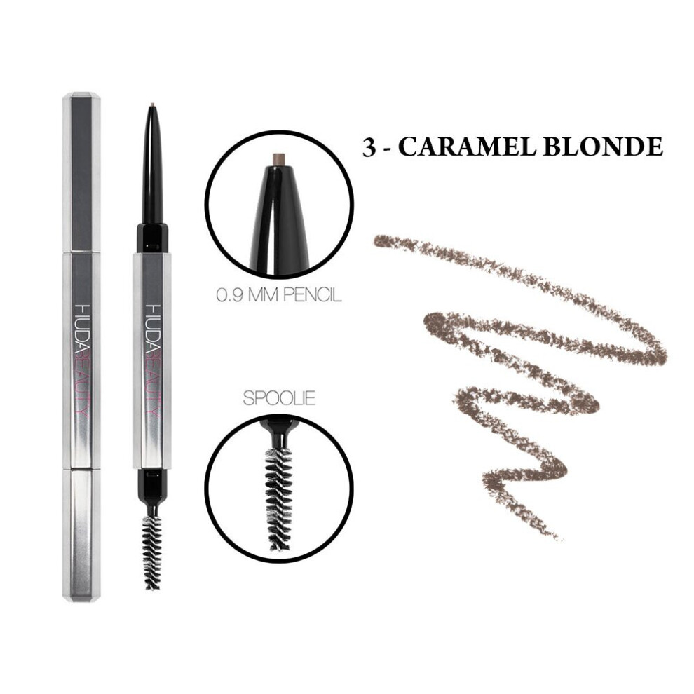 (3 - Caramel Blonde) Huda Beauty #BOMBBROWS Microshade Brow Pencil