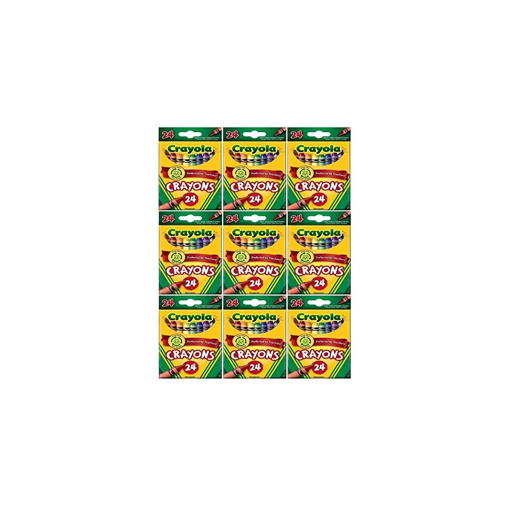 Crayola 24 Count Box Of Crayons Non-Toxic Color Coloring School Supplies (9 Packs)