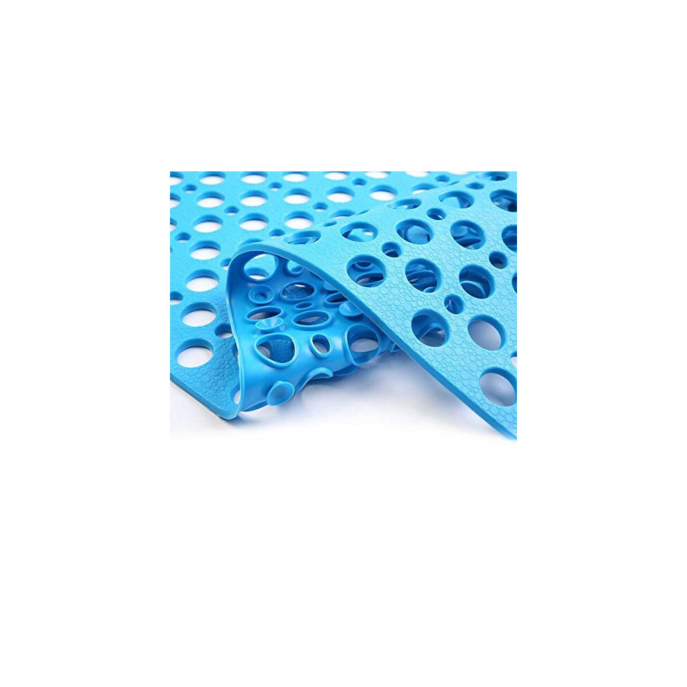 Tapis de bain antid   rapant extra doux en TPE pour enfants, lavable en machine, lisse et non textur   , 76 x 43 cm (L x l) (bleu lac)