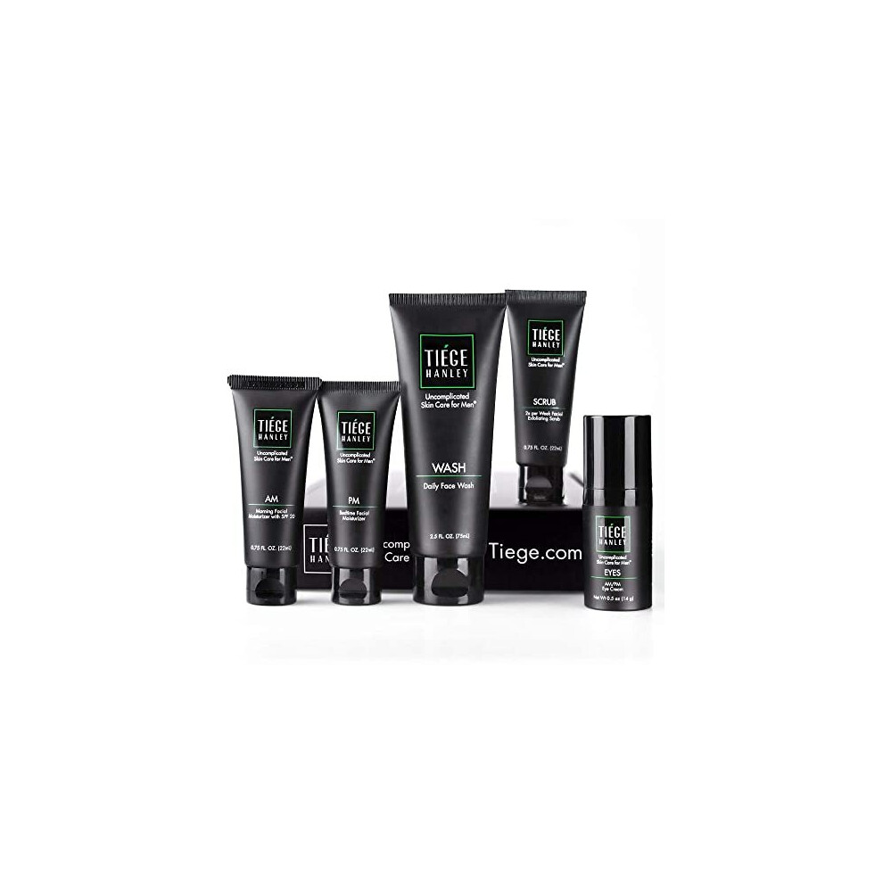 Tiege Hanley Men? Skin Care System Level 2 | Five Amazing Products Including Face Wash, Morning & Bedtime Moisturizer, Exfoliating Scrub & Eye Cr