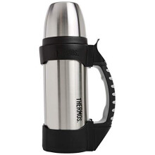 Thermos The Rock vacu?m ge?soleerde 1 liter drankfles, roestvrij staal/zwart, 1,1 quart (2510TRI2)