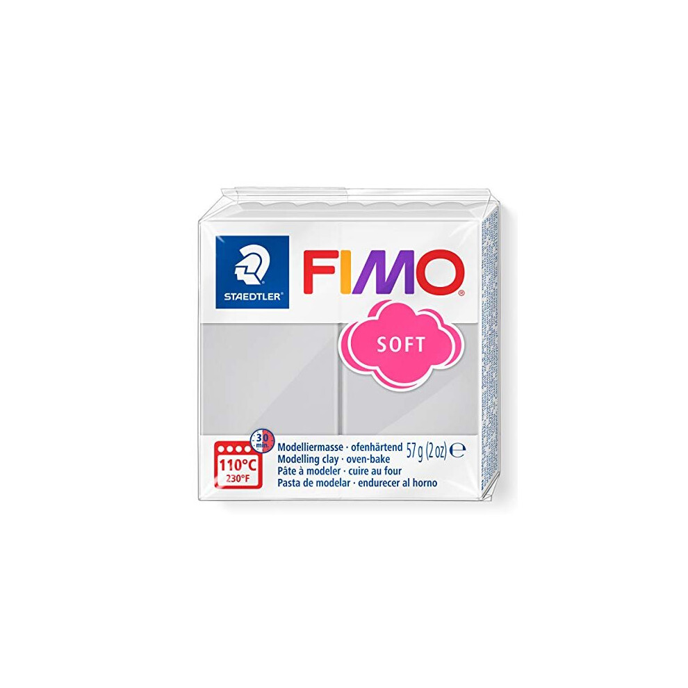 Staedtler Fimo Soft Polymer Clay - Oven Bake Clay For Jewelry, Sculpting, Crafting, Dolphin 8020-80 Grey
