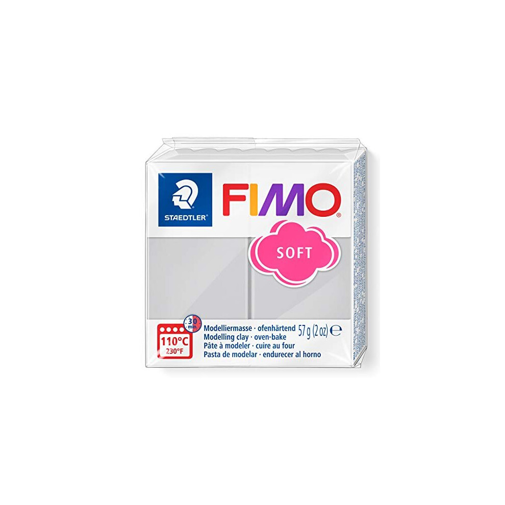 STAEDTLER FIMO Soft Polymer Clay - -Oven Bake Clay for Jewelry, Sculpting, Crafting, Dolphin Grey 8020-80