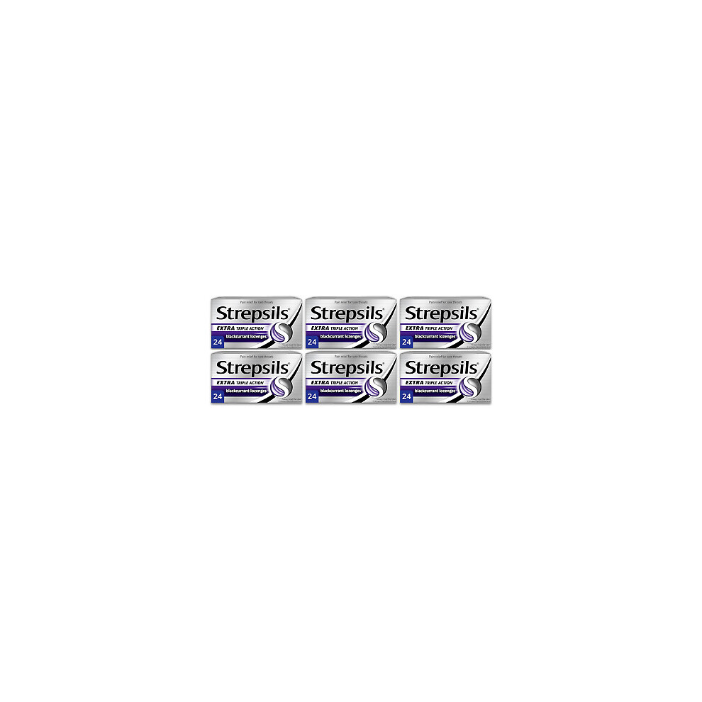 Strepsils Extra Triple Action Blackcurrant Lozenge Packs Sore Throat  24 x 6