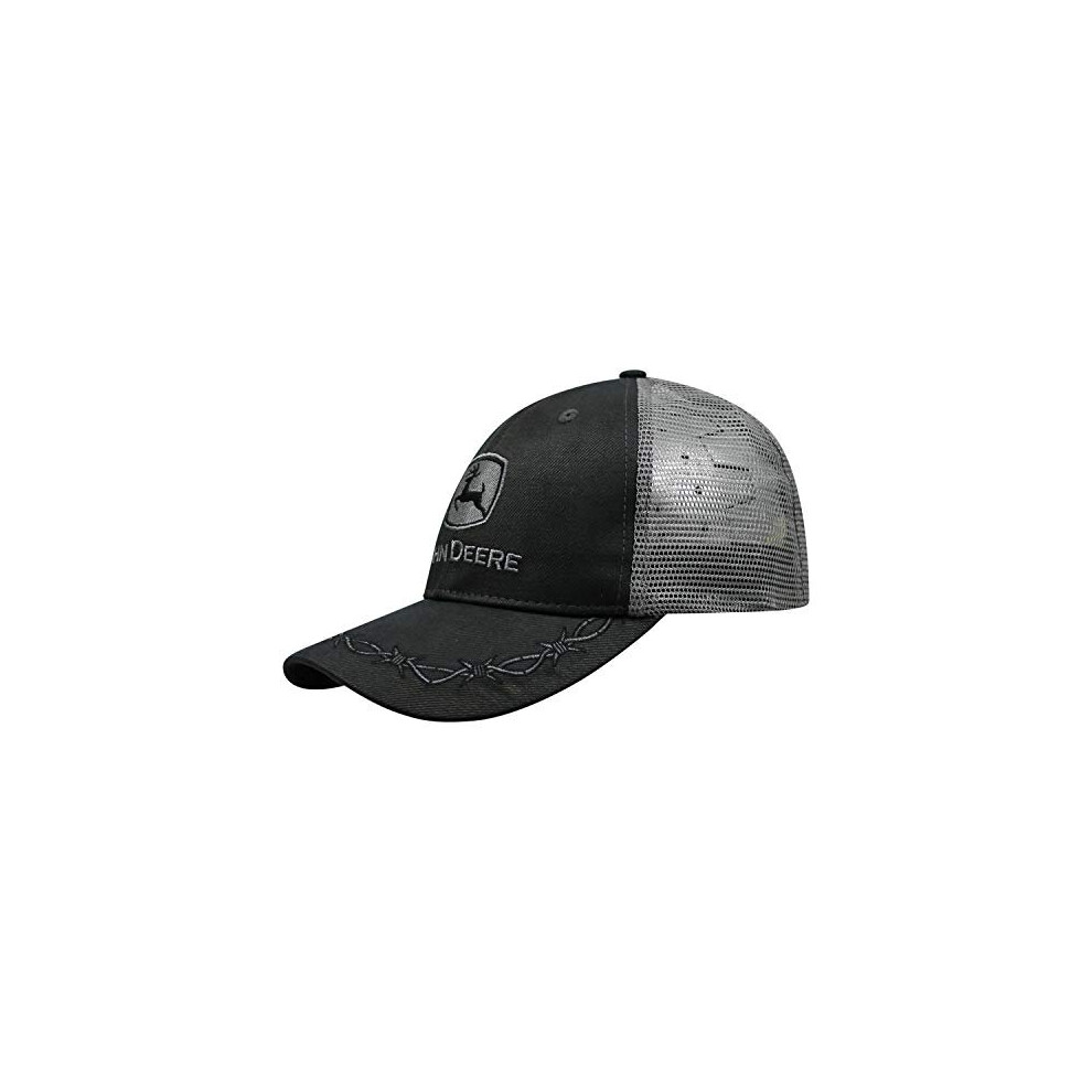 John Deere Mens Oilskin Charcoal Mesh Back Embroidered Hat