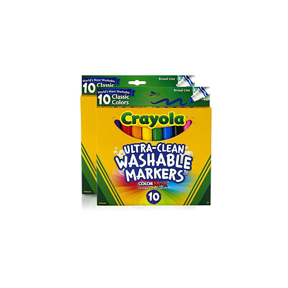 Crayola Ultraclean Broadline Classic Washable Markers (10 Count), (Pack of 2)