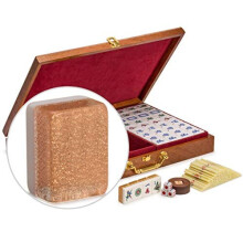 Yellow Mountain Imports Set da gioco classico cinese Mahjong Champagne Gold - con 148 tessere di medie dimensioni e una custodia in legno - per i