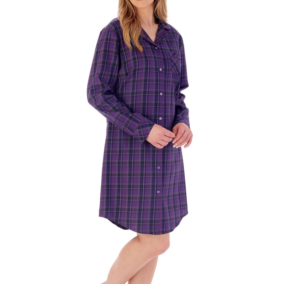 (Purple, 20/22) Slenderella NS02220-PP Women's Purple Check Print Revere Nightshirt