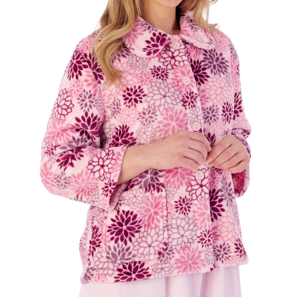 (Pink, Medium) Slenderella BJ02310 Women's Floral Print Dressing Gown