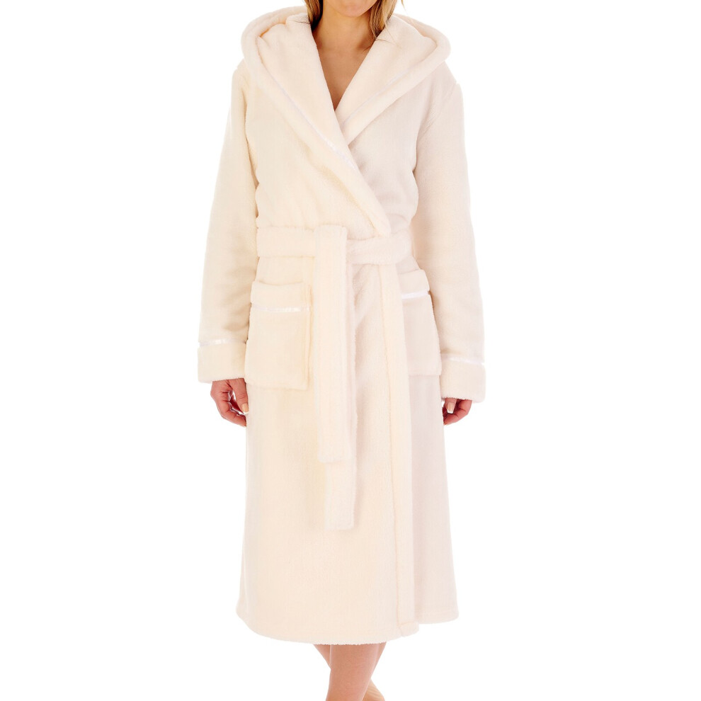 (Cream, Large) Slenderella HC4341 Women's Hooded Dressing Gown