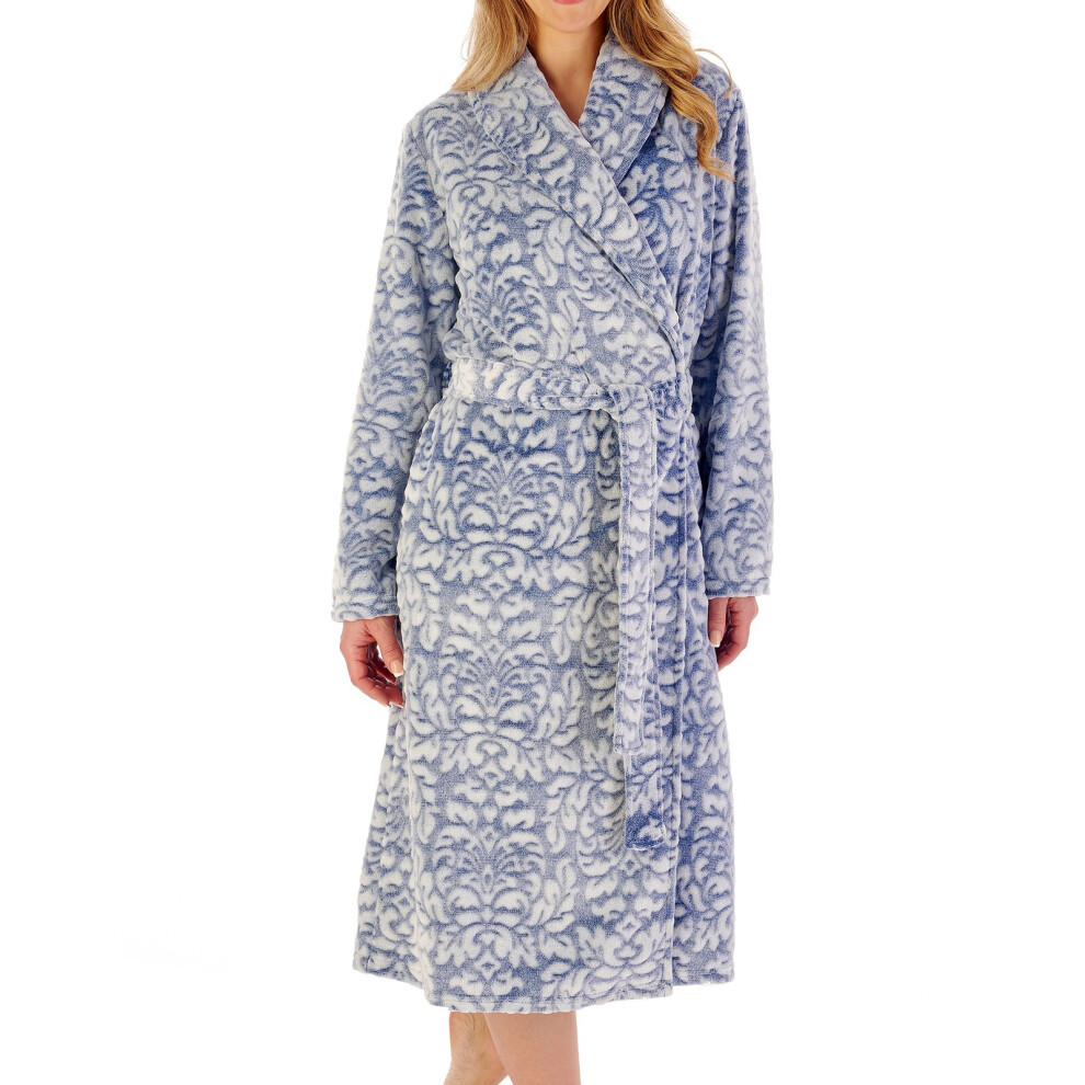 (Navy, 2XL) Slenderella HC02333 Women's Damask Motif Dressing Gown