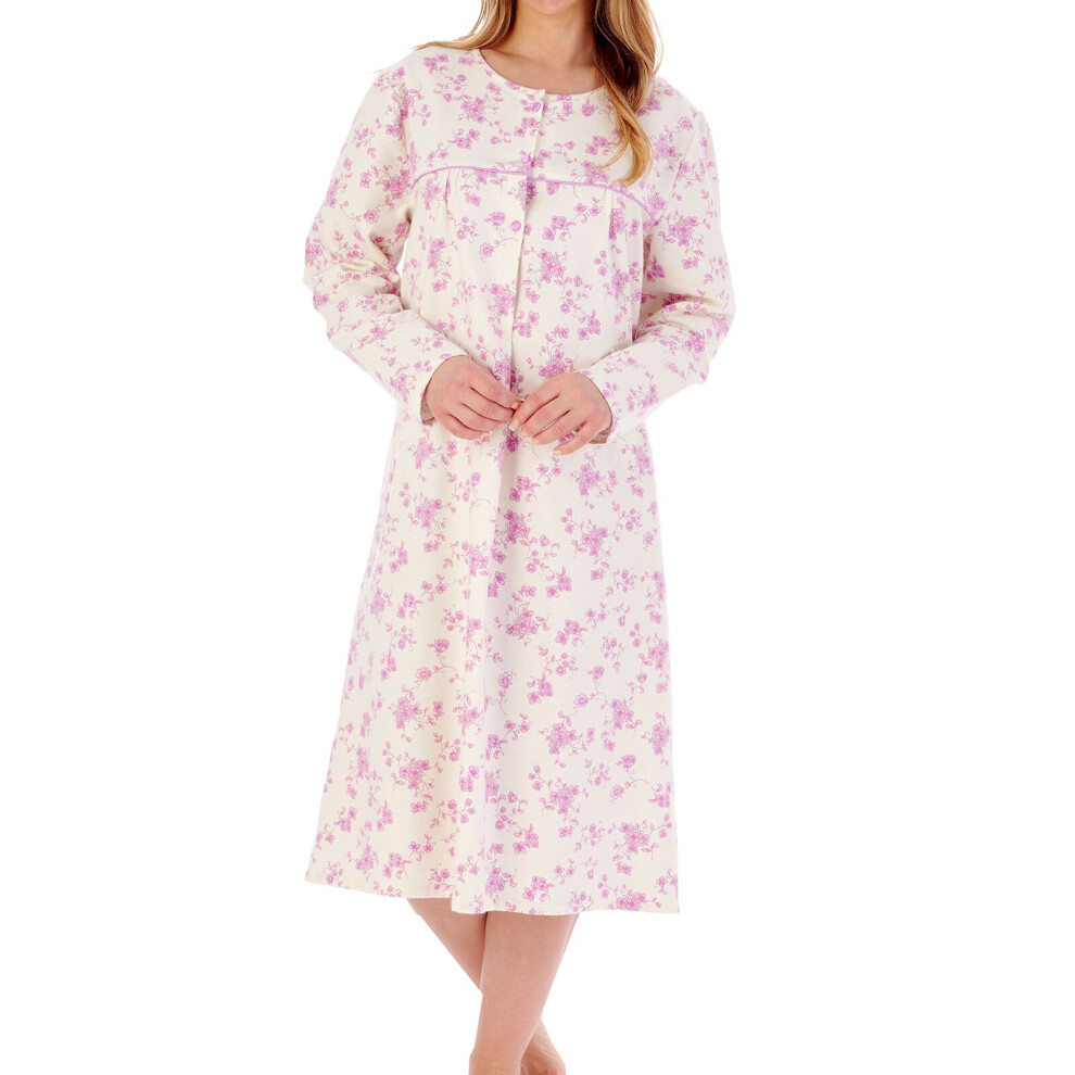 (Cream, 24/26) Slenderella ND02210 Women's Floral Print Cotton Nightdress