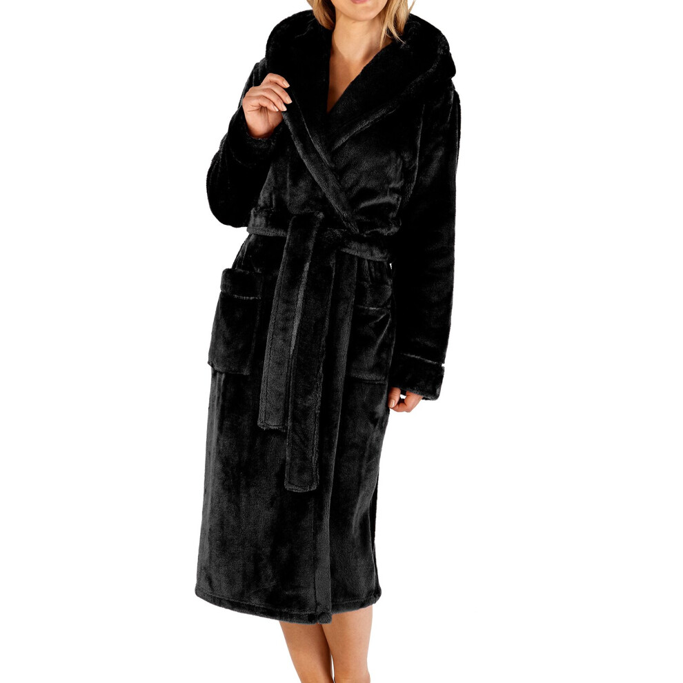 (Black, Large) Slenderella HC4341 Women's Hooded Dressing Gown