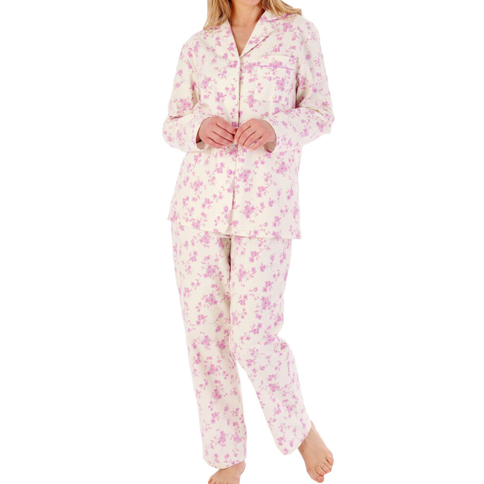 (Cream, 24/26) Slenderella PJ02213 Women's Floral Print Cotton Pyjama Set