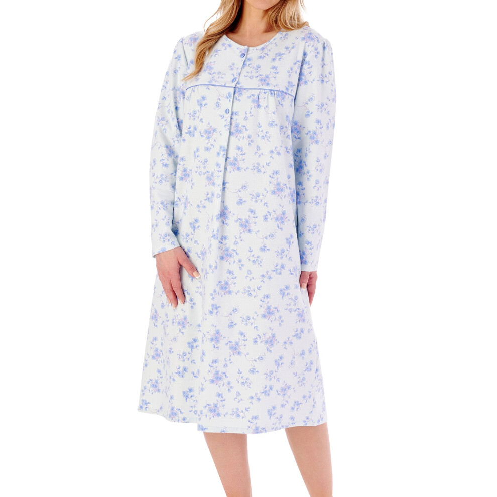 (Blue, 24/26) Slenderella ND02210 Women's Floral Print Cotton Nightdress