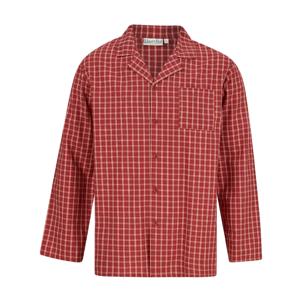 (Red, 2XL) Slenderella WR02806 Men's Check Print Cotton Revere Nightshirt