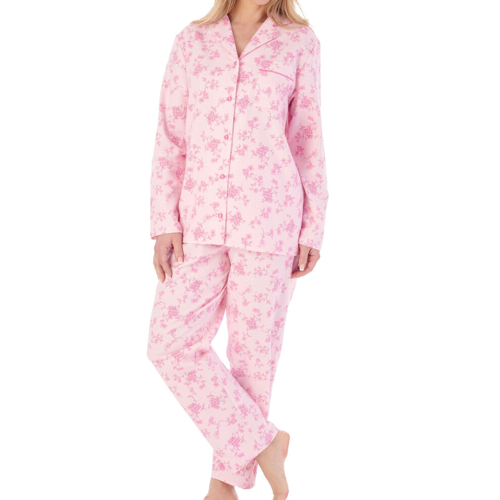 (Pink, 24/26) Slenderella PJ02213 Women's Floral Print Cotton Pyjama Set