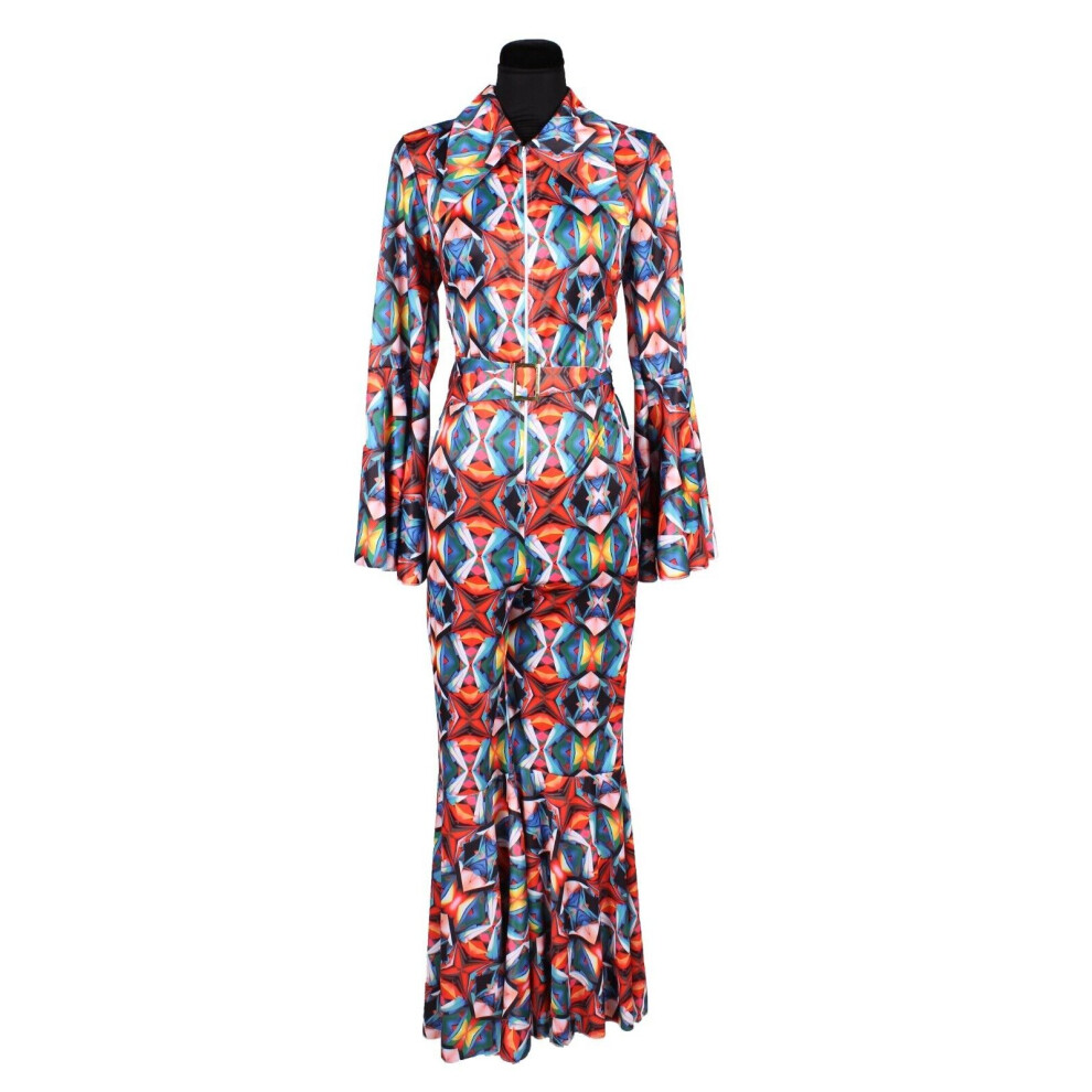 (Large) Deluxe 70's Contrast Jumpsuit , XS to XXL-image-OPC-P9SB97D-NEW