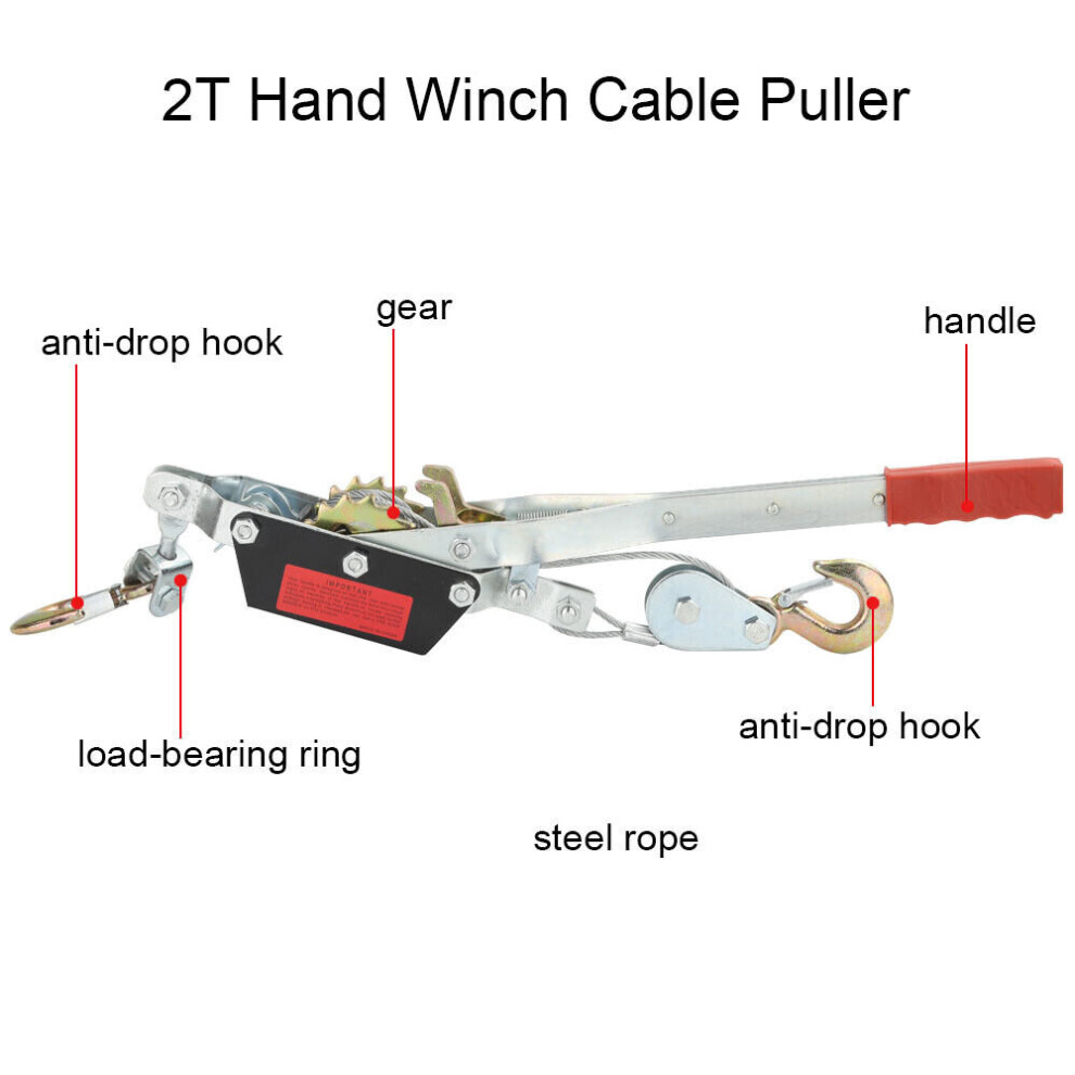 2 Ton Cable Puller Hand Winch Fencing Turfer For Car Boat Trailer on OnBuy