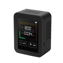 (Black) Intelligent Big Screen Co2 Tvoc Temperature Humidity Multipurpose Detect Tool