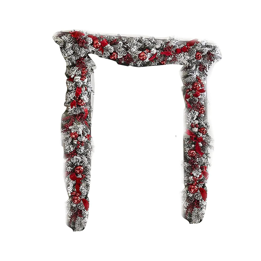 (1.5 Long Garland) Front Door Christmas Wreath Red White Holiday Trim Exterior Outdoor Home Decoration