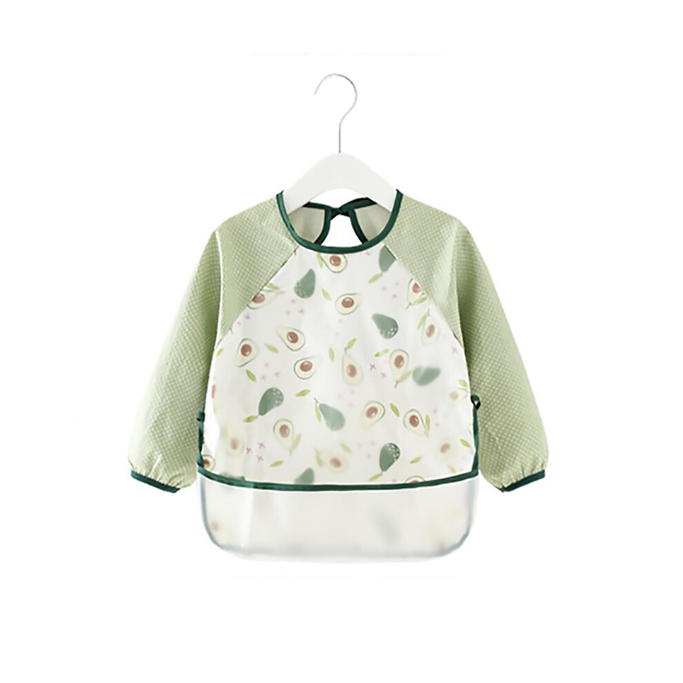 (Avocado, 110) Baby Apron Waterproof Long Sleeve Bib Feeding Smock Bib Coverall Kid Eating Dirty Clothes