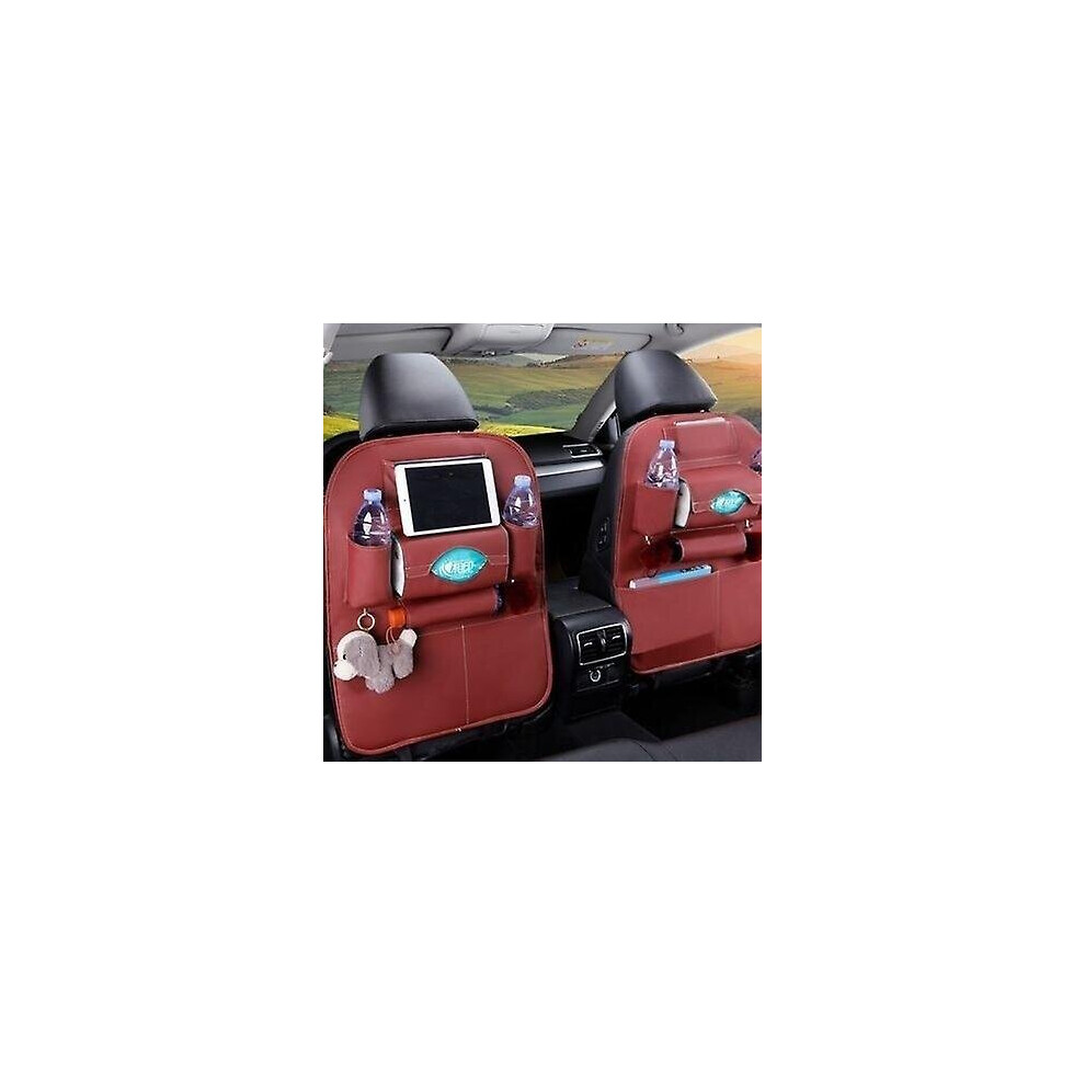 ( Wine) Car Seat Back Organizer Travel Bag Storage Multi-Pocket Pu Leather Back Seat Protector Red 760954525775