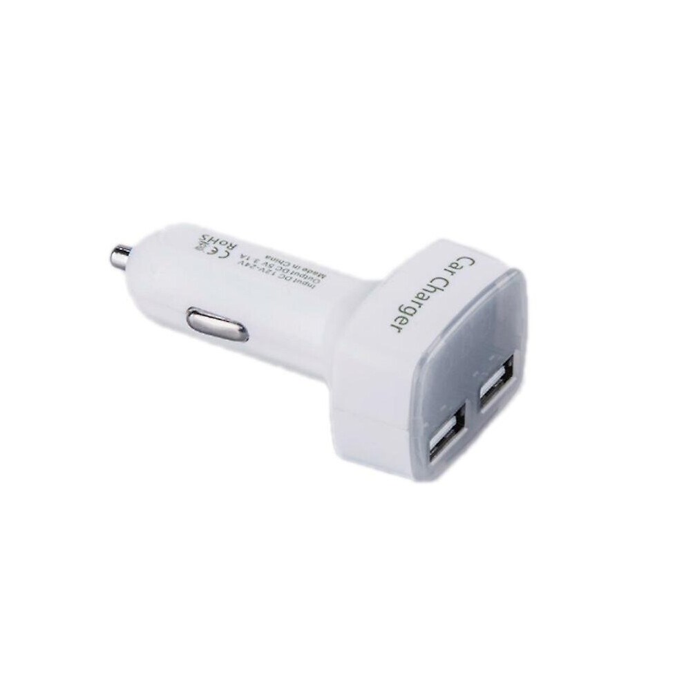 (White) Cigarette Lighter Dual Usb 3.1A Charger With Voltmeter Car Adapter Distributor White 768649758415