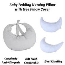Newborn Baby Feeding Pillow with TC200 Egyptian Cotton Cover in Grey Color Only
