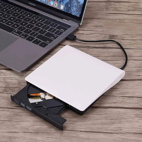 (White) External Dvd Player Slim Laptop Burner Drive Dvd Cd Reader Player Hard Drives 2