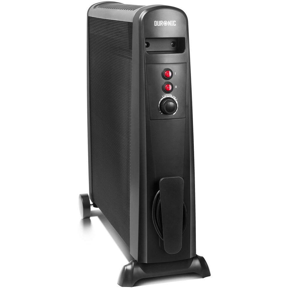 Duronic HV101 Electric Heater with Mica Panels, 2.5kW Power, Radiant and Convection Heat Output, 3 Heat Settings, Portable Design with Wheels (black)