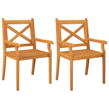 (2) vidaXL 2/3/4/6/8x Solid Wood Acacia Outdoor Dining Chairs Kitchen Accent Chair