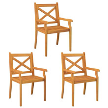 (3) vidaXL 2/3/4/6/8x Solid Wood Acacia Outdoor Dining Chairs Kitchen Accent Chair