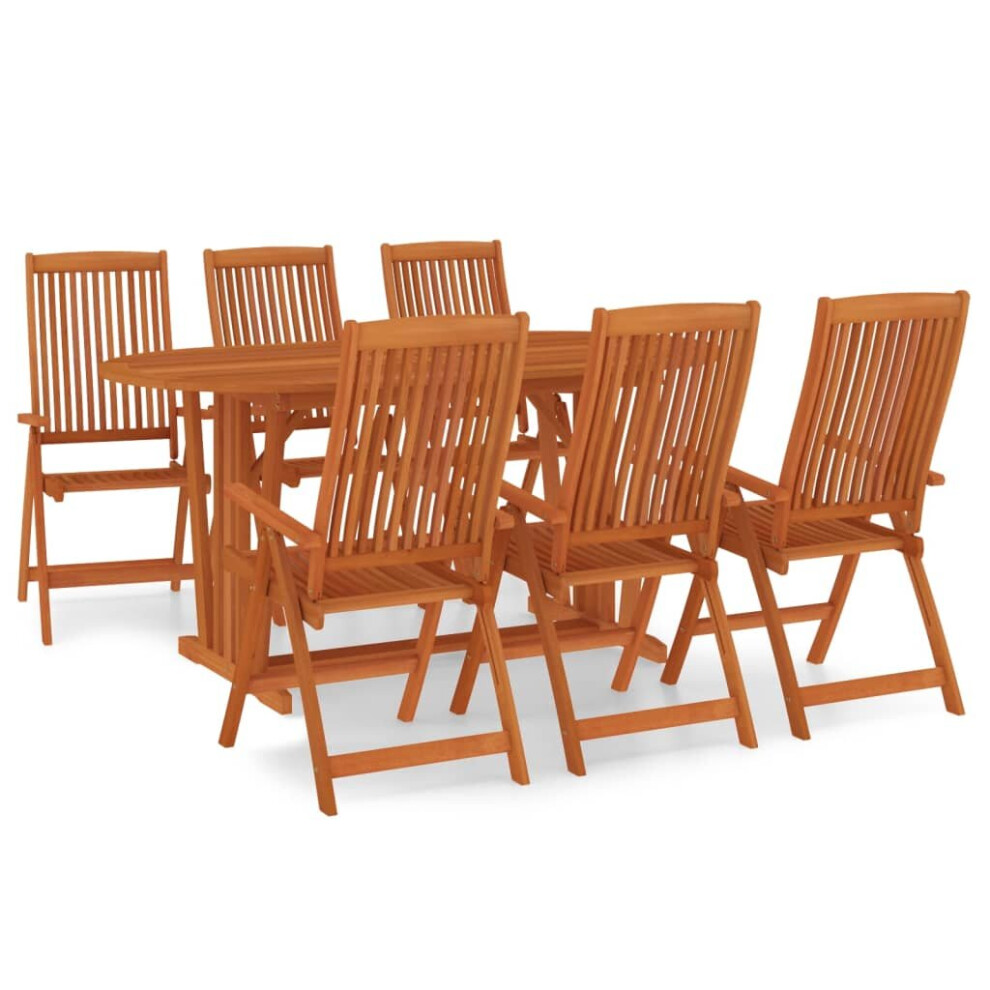 (Jul-35) vidaXL Solid Wood Eucalyptus Garden Dining Set with/without Footrest 5/7 Piece