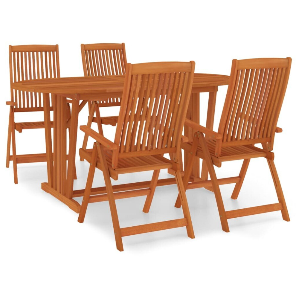 (May-35) vidaXL Solid Wood Eucalyptus Garden Dining Set with/without Footrest 5/7 Piece