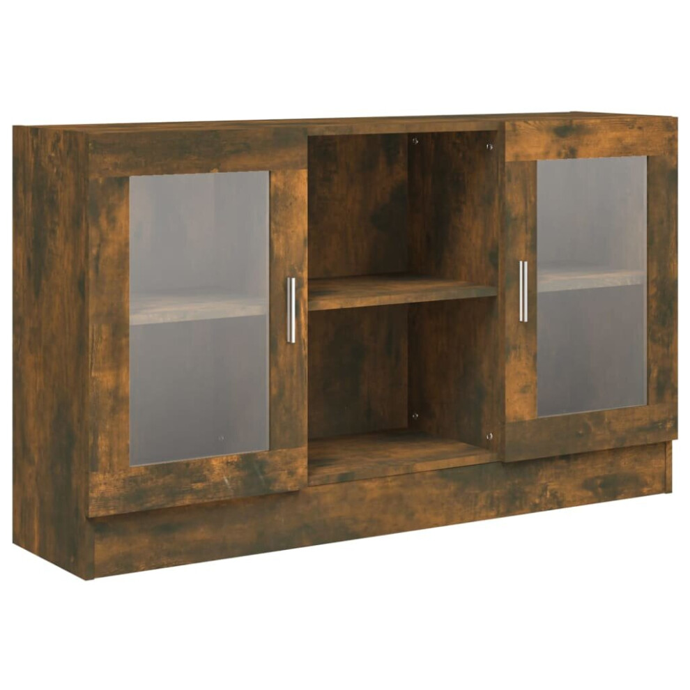 Vidaxl (Smoked Oak) Vitrine Cabinet Sideboard Storage Organiser Cupboard Engineered Wood