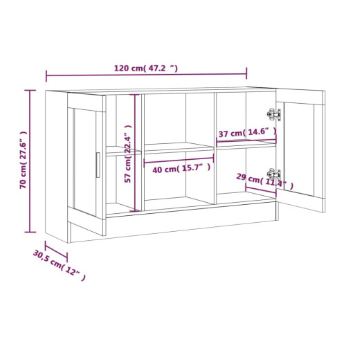 VidaXL (grey sonoma) vidaXL Vitrine Cabinet Sideboard Storage Organiser Cupboard Engineered Wood 1