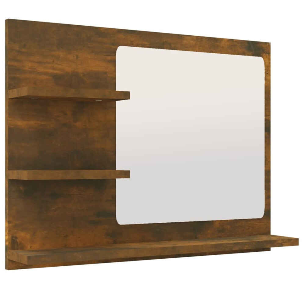 Vidaxl (Smoked Oak) Bathroom Mirror Cosmetic Mirror Washroom Makeup Mirror Engineered Wood