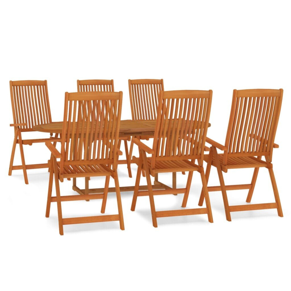 (Jul-52) vidaXL Solid Wood Eucalyptus Garden Dining Set with/without Footrest 5/7 Piece