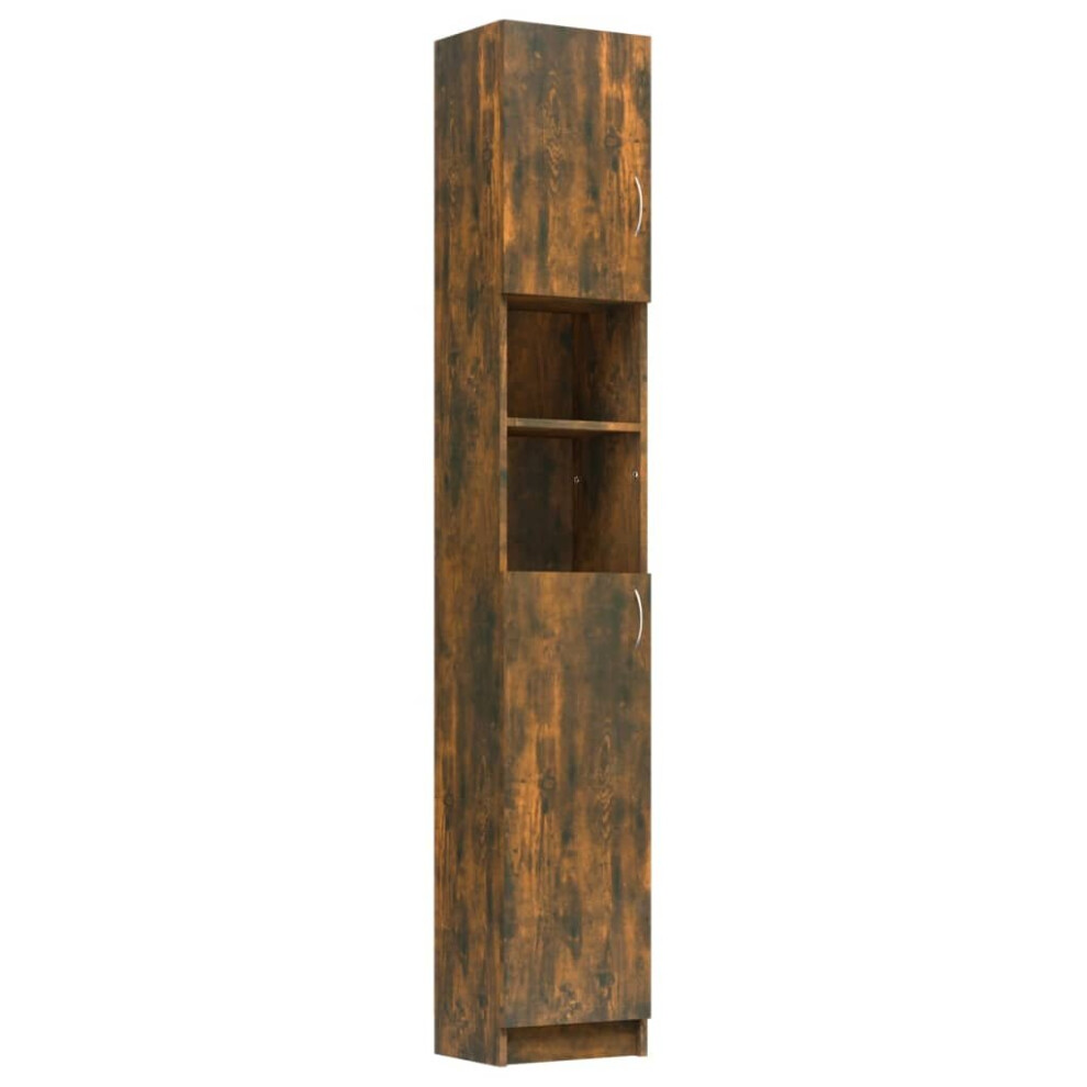 Vidaxl (Smoked Oak) Bathroom Cabinet Cupboard Storage Rack Washer Shelf Engineered Wood
